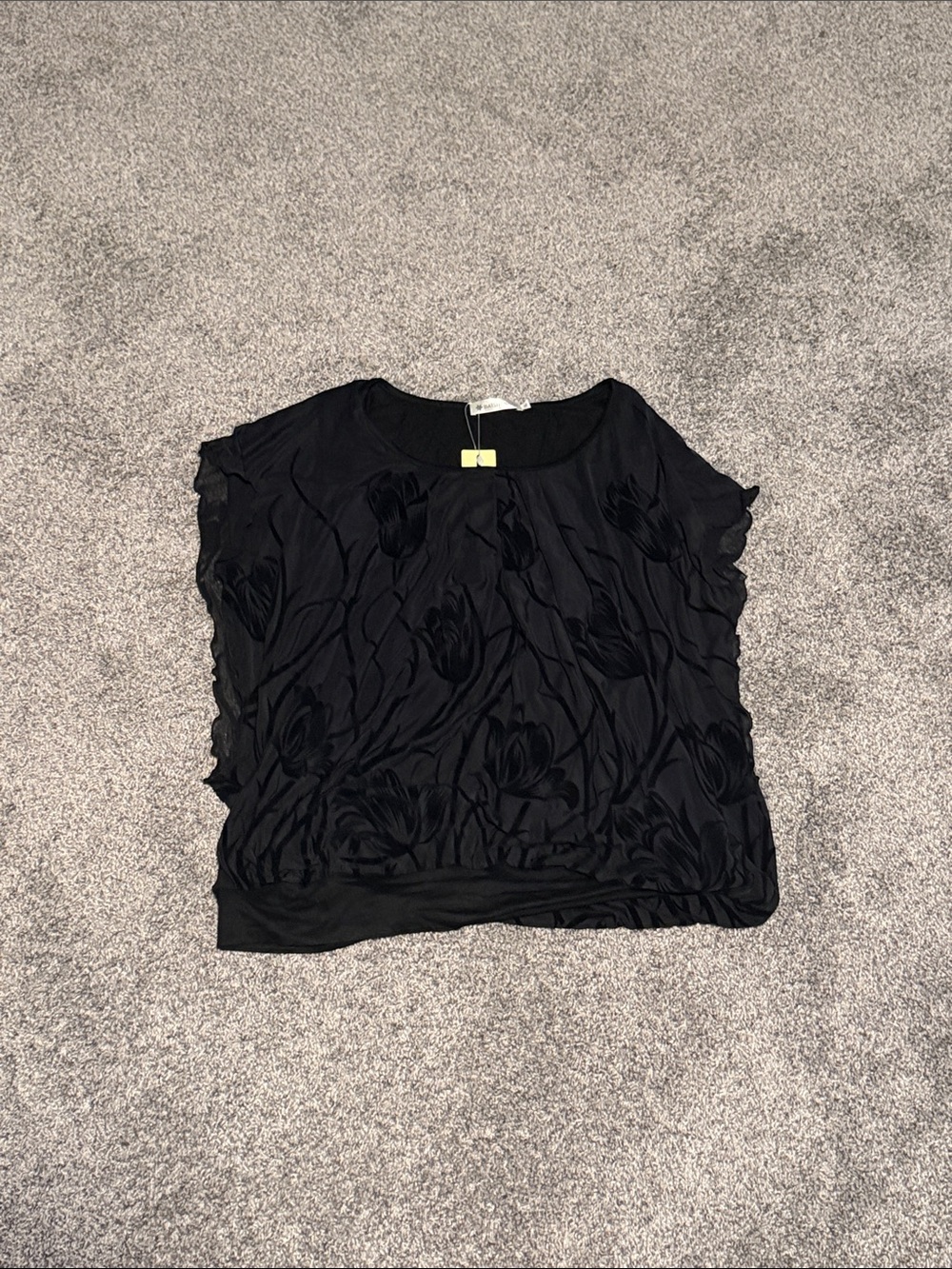 Black Floral Texture Women's Top
